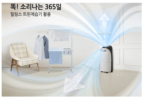 Tính năng làm khô sàn và sấy khô quần áo của máy hút ẩm Lotte Feelinx LDF-170AE